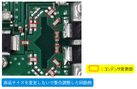 部品サイズを変更しないで整合調整した回路例